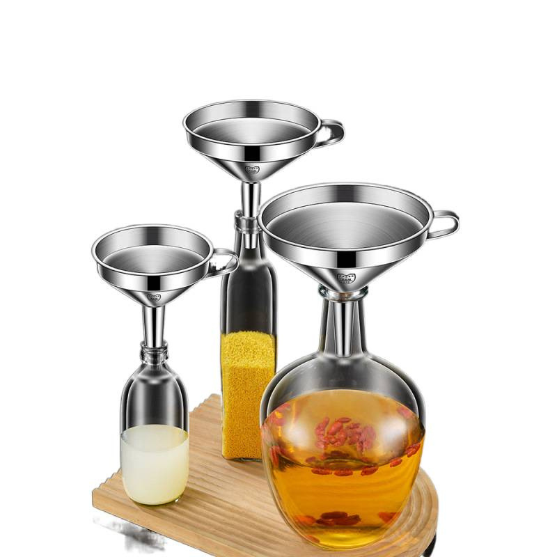 Stainless Steel Funnel Large Diameter Household Oil Pouring Wine Shaker with Filter Screen