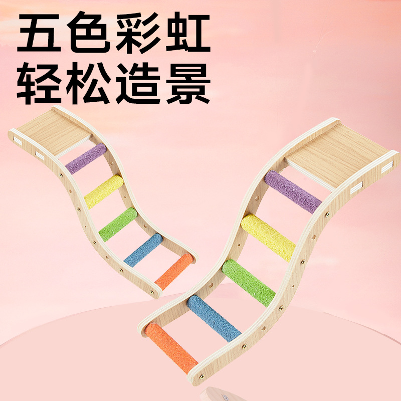 Yee Parrot Toy Rainbow Ladder Platform Climbing Rope Cockatiel Lovebird Budgie Special Claw Grinding Chewing Perch Stick