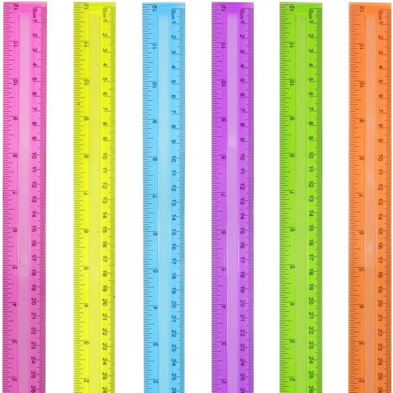30cm ruler groove plastic ruler color transparent ruler plastic ruler 30cm color ruler