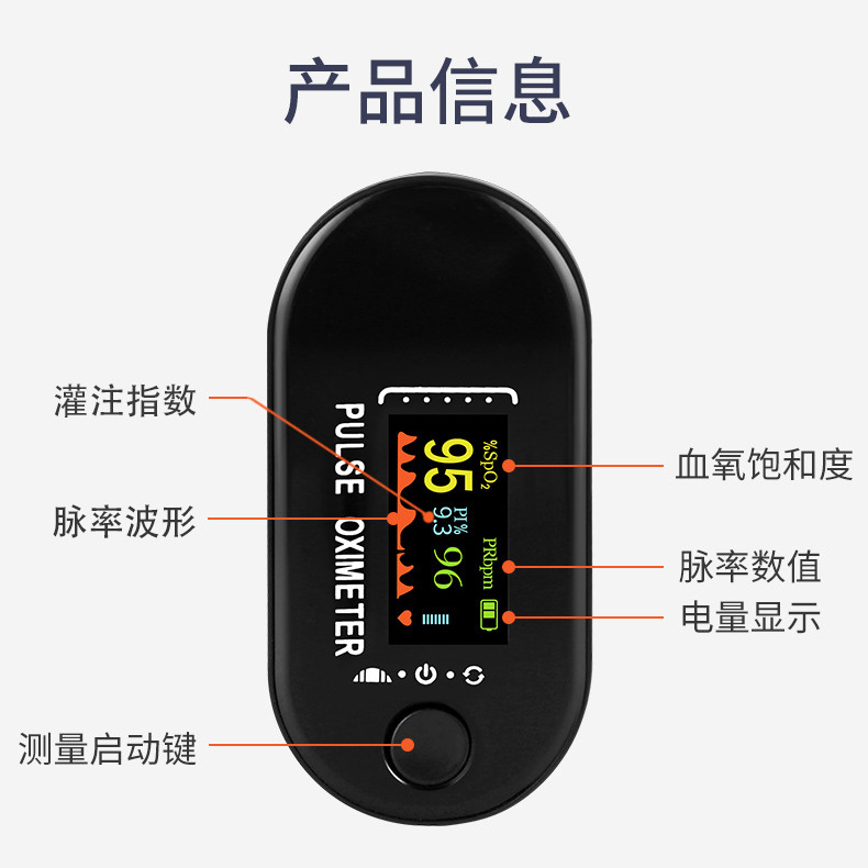 Cross-border M390 oximeter finger clip-on pulse oximeter TFT display oxygen saturation pulse rate monitor H6