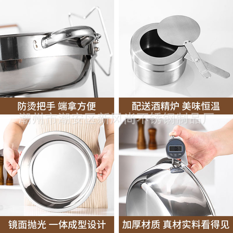 Cross-Border 5Qt Stainless Steel Round Buffet Stove Hotel Heating Container Insulation Stove Commercial Removable Alcohol Stove