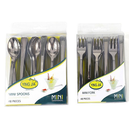 Одноразовая мини-вилка для мороженого с электролитным покрытием, пластиковая, цветная