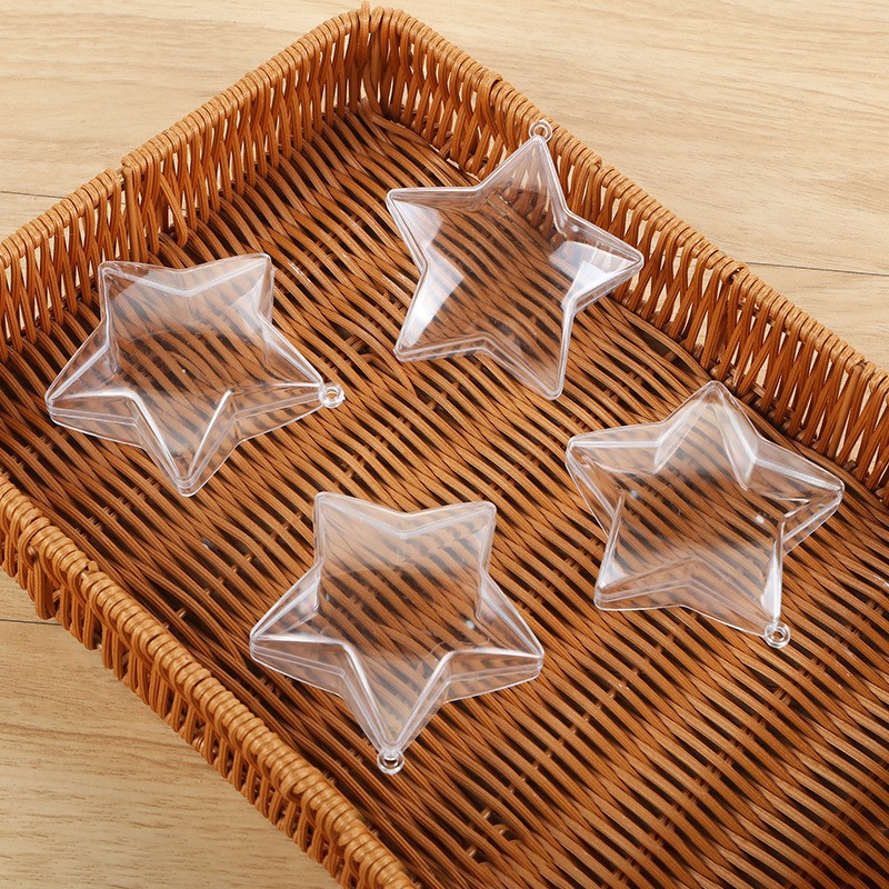 Transparent Five-Pointed Star Acrylic Ball Plastic Ball Shell Opening and Closing Hollow Ball Pendant Kindergarten Environmental Creation Christmas