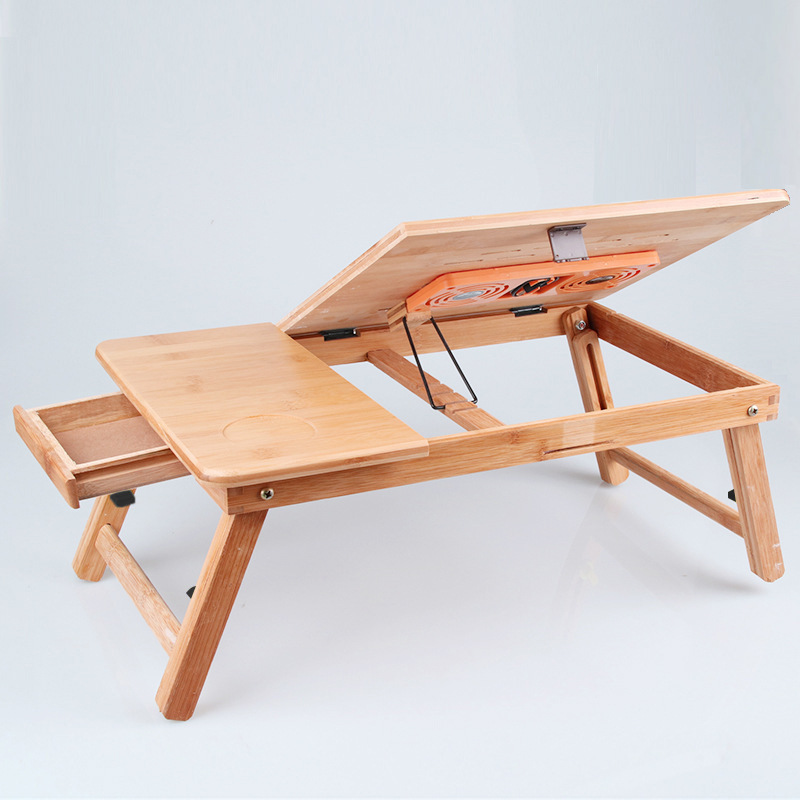 Samexi Bamboo Bed Foldableing Table Adjustable Laptop Table Dormitory Bed Small Table Cooling Lazy Table