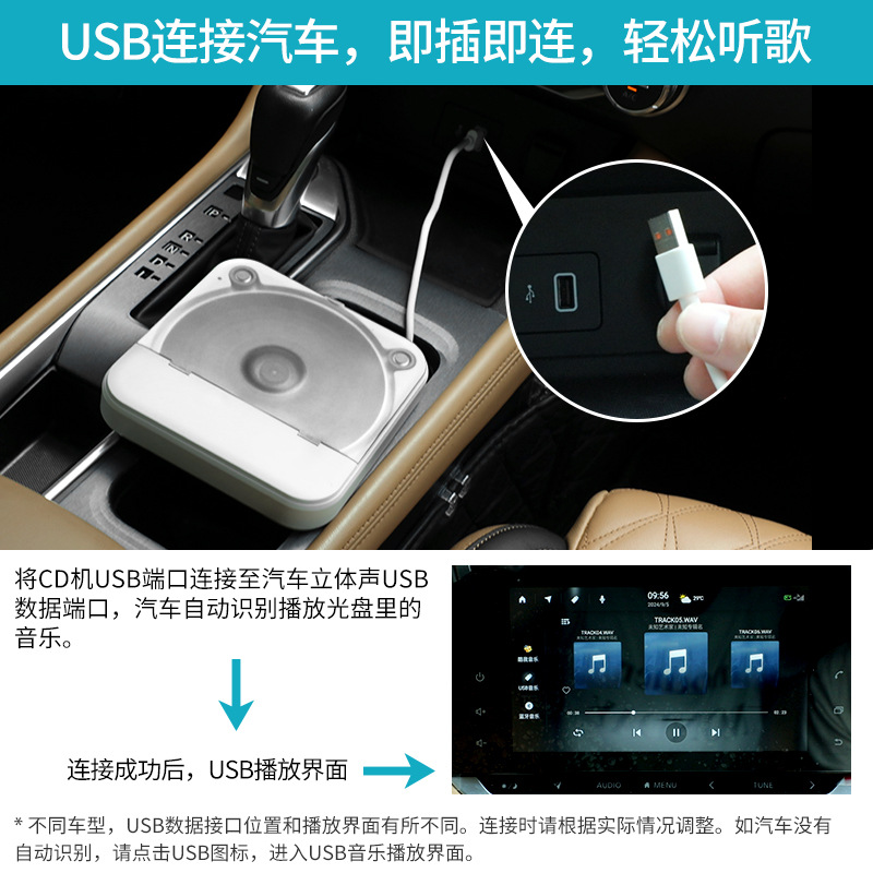 Amazon Exclusive for General Motors External CD Player USB Lossless Connection HIFI Multi-Function Car CD