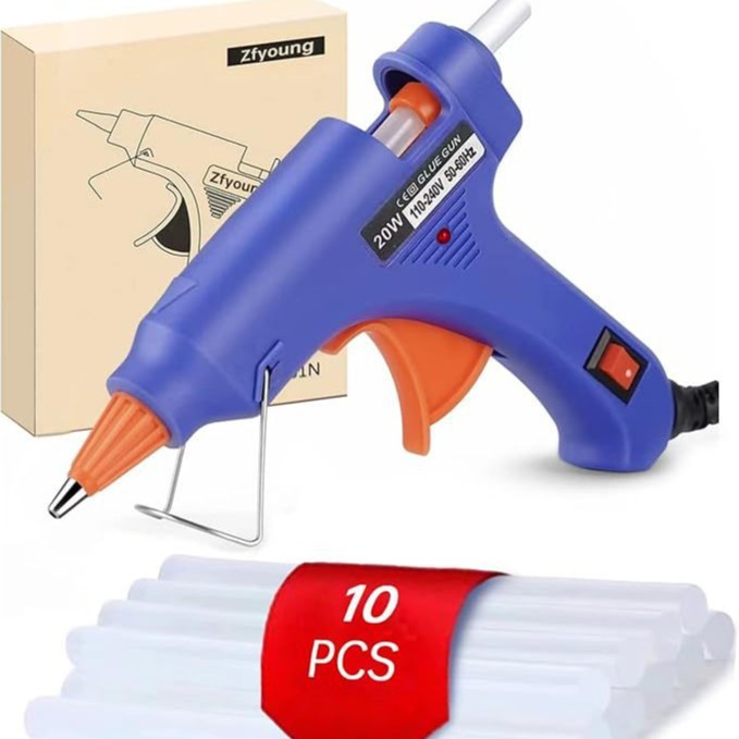 Manufacturer Mini Hot Glue Gun 20W with 10 Pieces Glue Stick 7mm Colorful Handmade DIY Cross-Border Supply with Box
