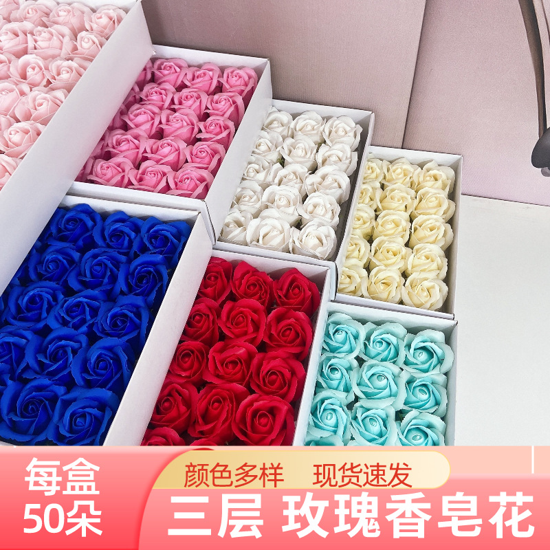 Мыло Цветок Трехслойная Искусственная Роза Большая Цветочная Голова Цветочный Букет Материал с Основанием Водяной Цветок Мыло Цветок Оптовый Производитель Прямая Доставка