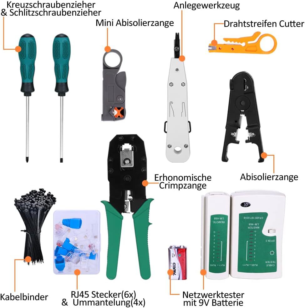 Cgboom 16 in 1 Netzwerk Werkzeug Set, Netzwerk Reparaturwerk