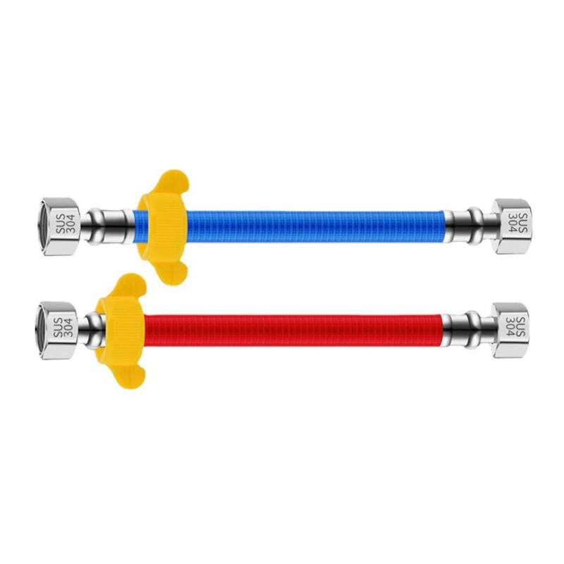 304 Stainless Steel Corrugated Pipe Gas Water Heater Hot and Cold Water Inlet Hose 4-Point Metal Explosion-Proof Insulated Household Water Pipe