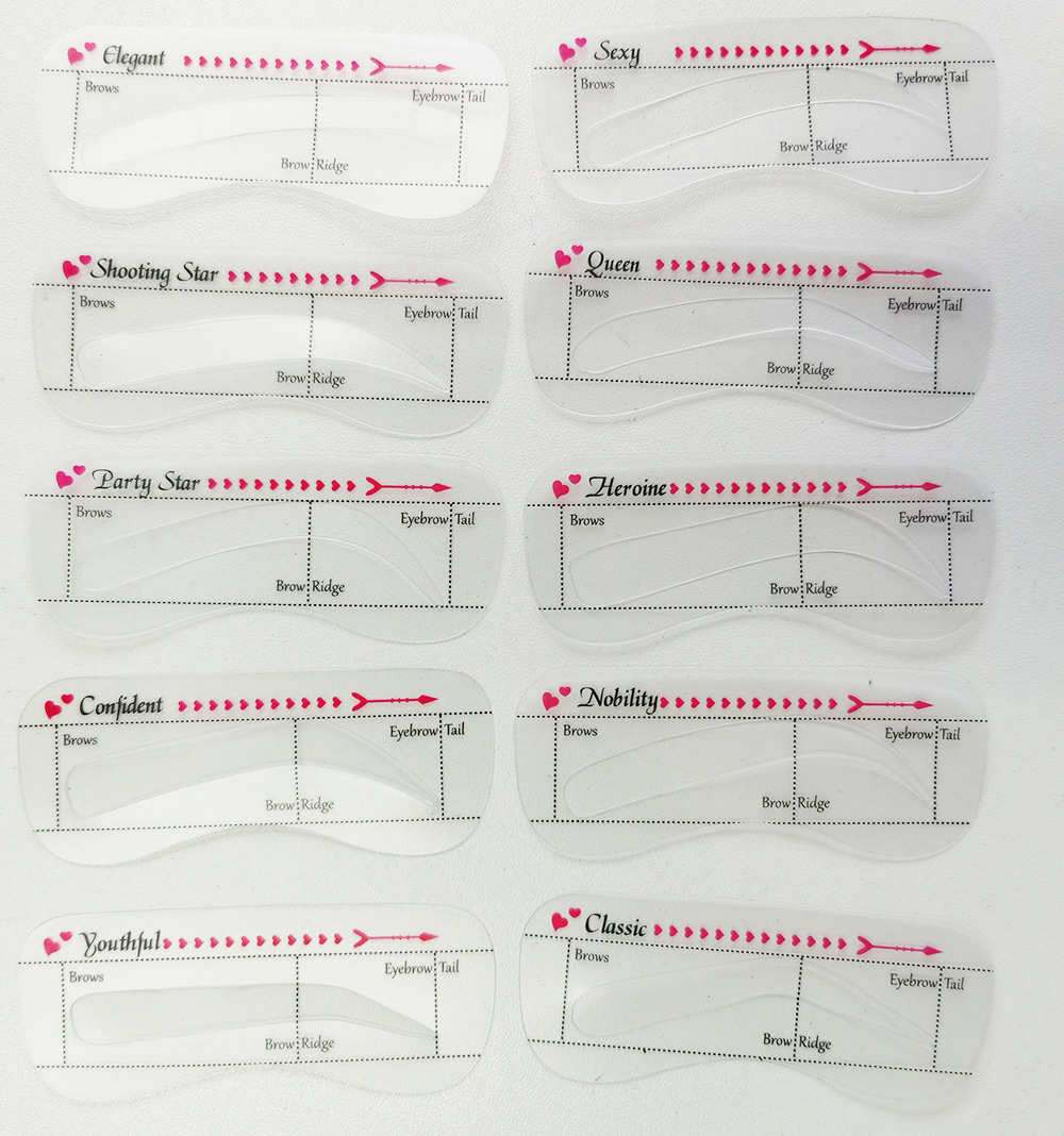 Cross-Border Hot-Selling 10 Symmetrical Soft Eyebrow Cards, Lazy Eyebrow Cards, Auxiliary Artifacts, Eyebrow Stickers, Eyebrow Shapes, Beauty Tools, European and American