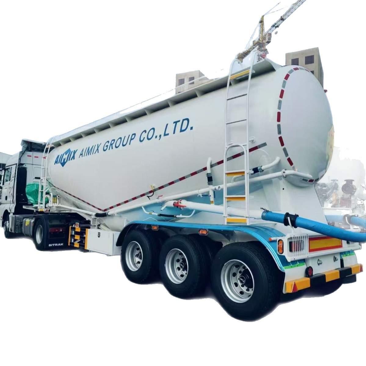 Cross-Border 50-Cubic Ash Tank Truck, Bulk Cement Tank Truck, Fly Ash Transport Tank Truck, Dry Mixed Mortar Tank Truck Trailer