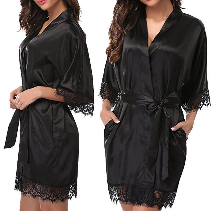 European and American Large Size Nightgown, Sexy Temptation Intimates, Export Style Sexy Bathrobe, Sexy Ice Silk Pajamas 3025