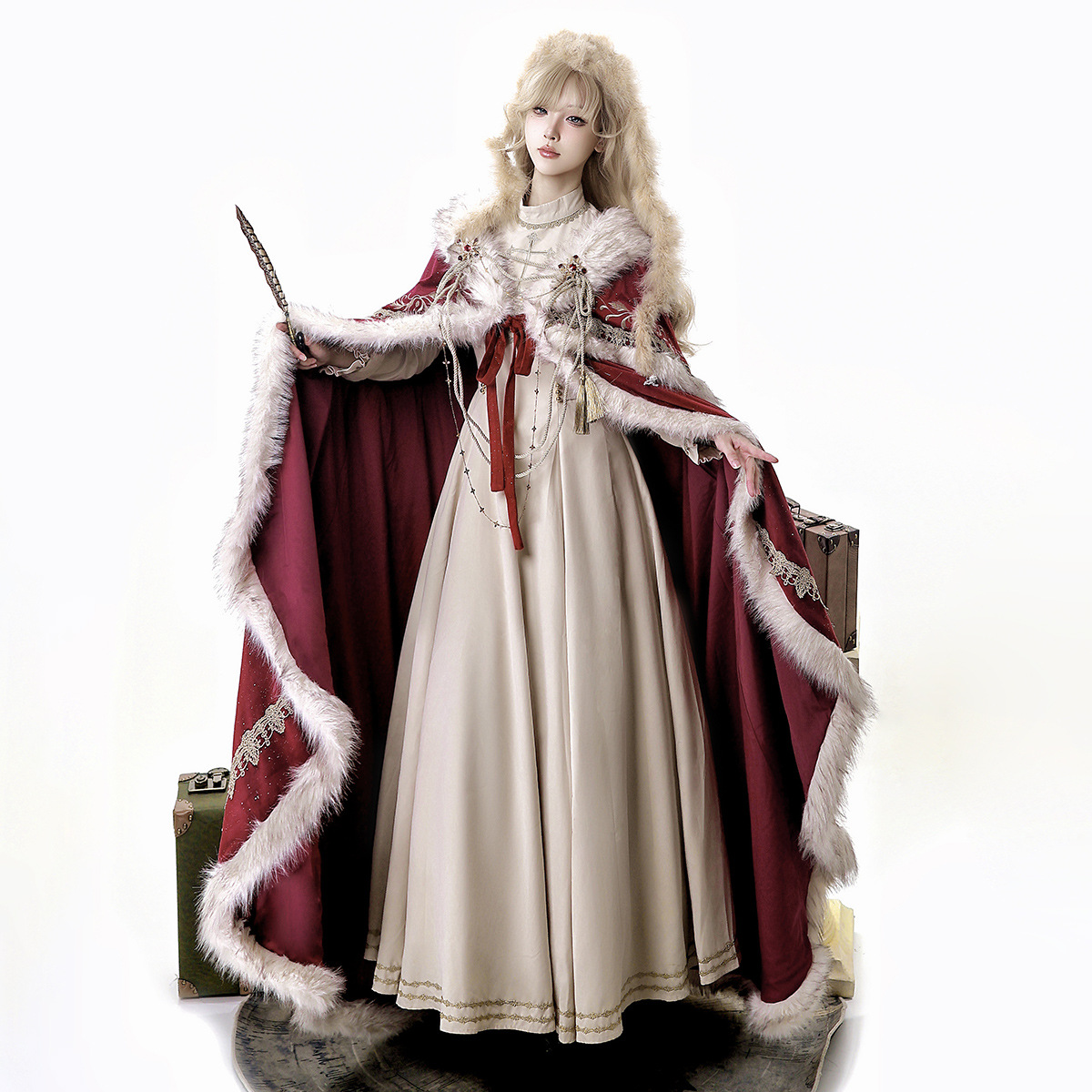 Xiongdoujiang Original Imperial Coronation Lolita Women's Lolita Cloak Dress Daily Sweet Outfit 9744