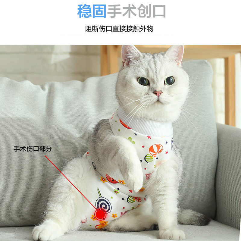Post-Operative Recovery Clothing for Pet Cats to Prevent Licking, Shedding, and Harassment, Nursing Clothing for Female Cats, Summer Cotton Breathable