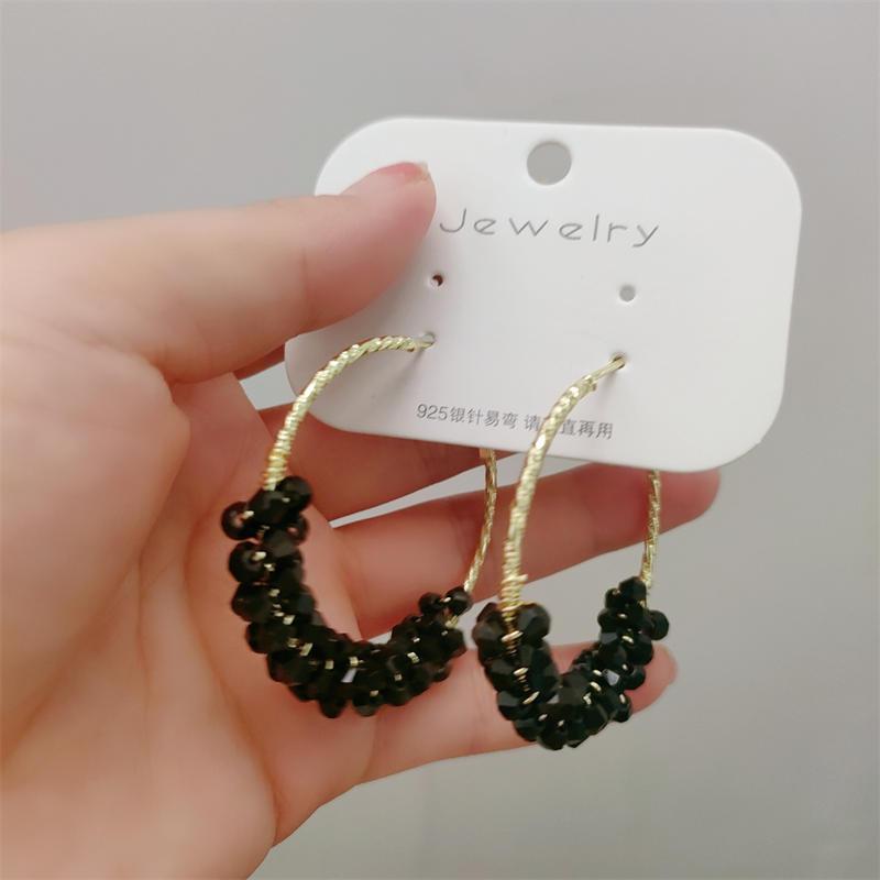 Sweet and Super Fairy Crystal Wrapped Large Hoop Earrings Korean New Trendy High-End Design Large Hoop Earrings