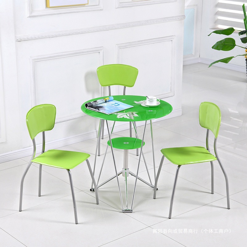 Negotiation Table Glass Table Round Tempered Glass Small Round Table Modern Simple Glass Round Table and Chair Combination Round Glass Table