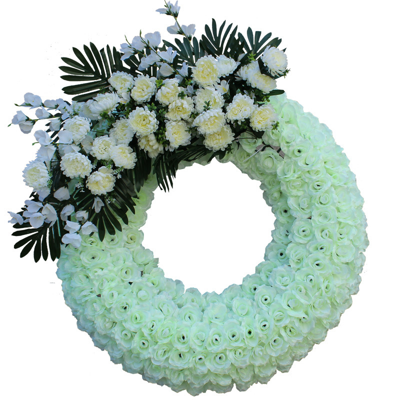 Искусственный цветочный венок из нержавеющей стали, 1 м, шелковый венок для похорон, декоративный мемориальный венок для поминовения