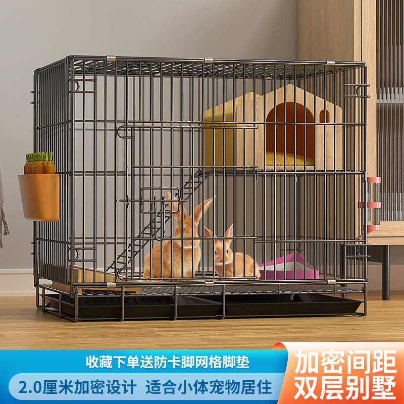 Large Rabbit Cage, Special Cage for Raising Rabbits, Encrypted Rabbit Cage, Indoor Rabbit Villa with Toilet, Double-Layer Rabbit Cage, Rabbit Nest, Double-Layer Rabbit Cage