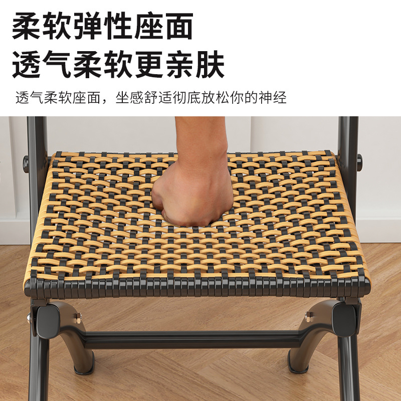 Rattan Backrest Chair Outdoor Simple Rattan Chair Woven Folding Chair Three-piece Set Household Casual Woven Table and Chair Combination