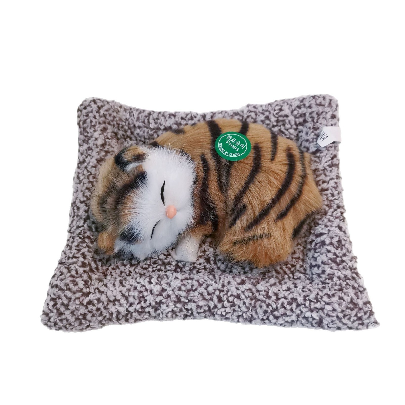 Plush Realistic Cat That Meows, Sleeping Cat Car Ornament with Bamboo Charcoal Bag to Purify the Air, Home Decoration, Furry Gift