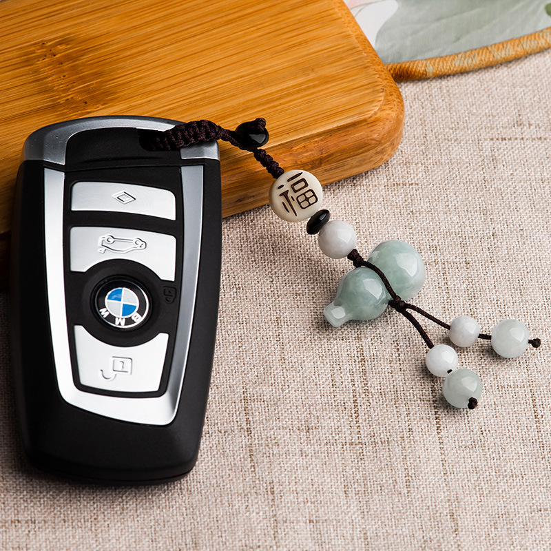 Original Natural A-Grade Jade Gourd Mobile Phone Pendant Chinese Style Jade Car Keychain Jewelry Pendant Bag Hanging