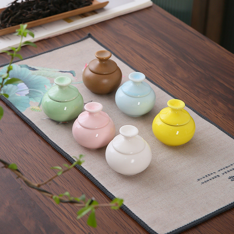 Мини маленькая керамическая банка для косметического порошка, герметичная чайная банка с крышкой, антикварная банка для помады
