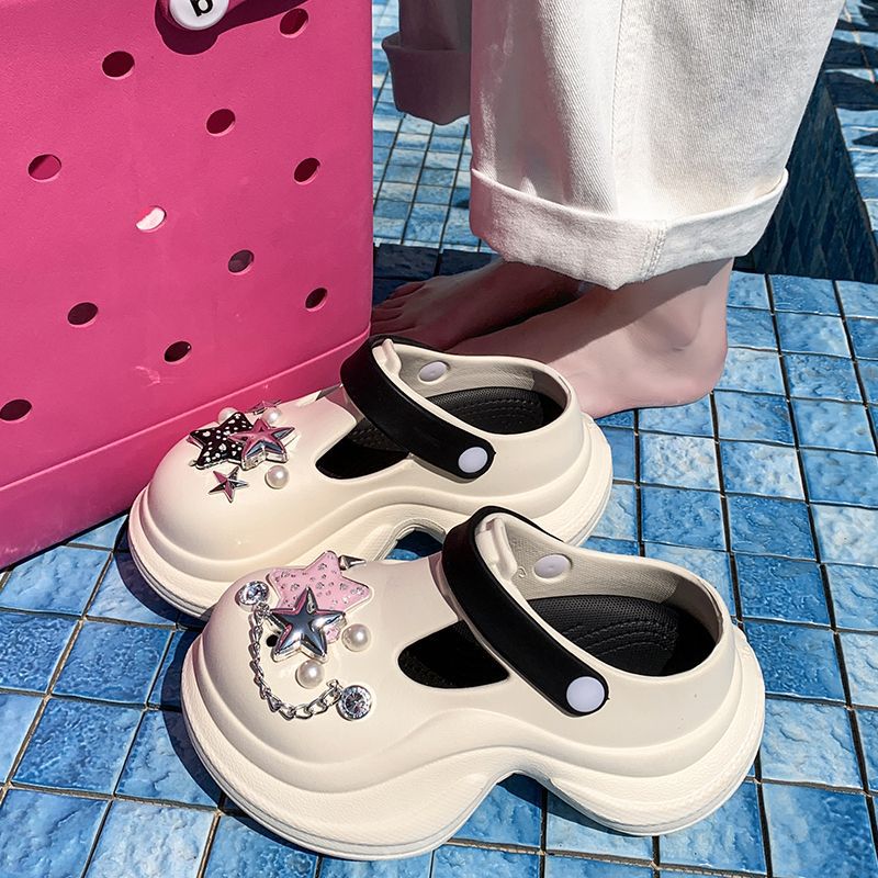 Модные Летние Сандалии с Платформой и Перфорацией 2025 для Женщин, Непоскользящие Увеличивающие Высоту Закрытые Сандалии