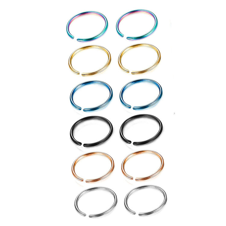 Amazon Hot Selling Round Head Nose Pin Nose Ring Distinctive Round Opening Multi-use Earrings Stainless Steel Small Nose Ring