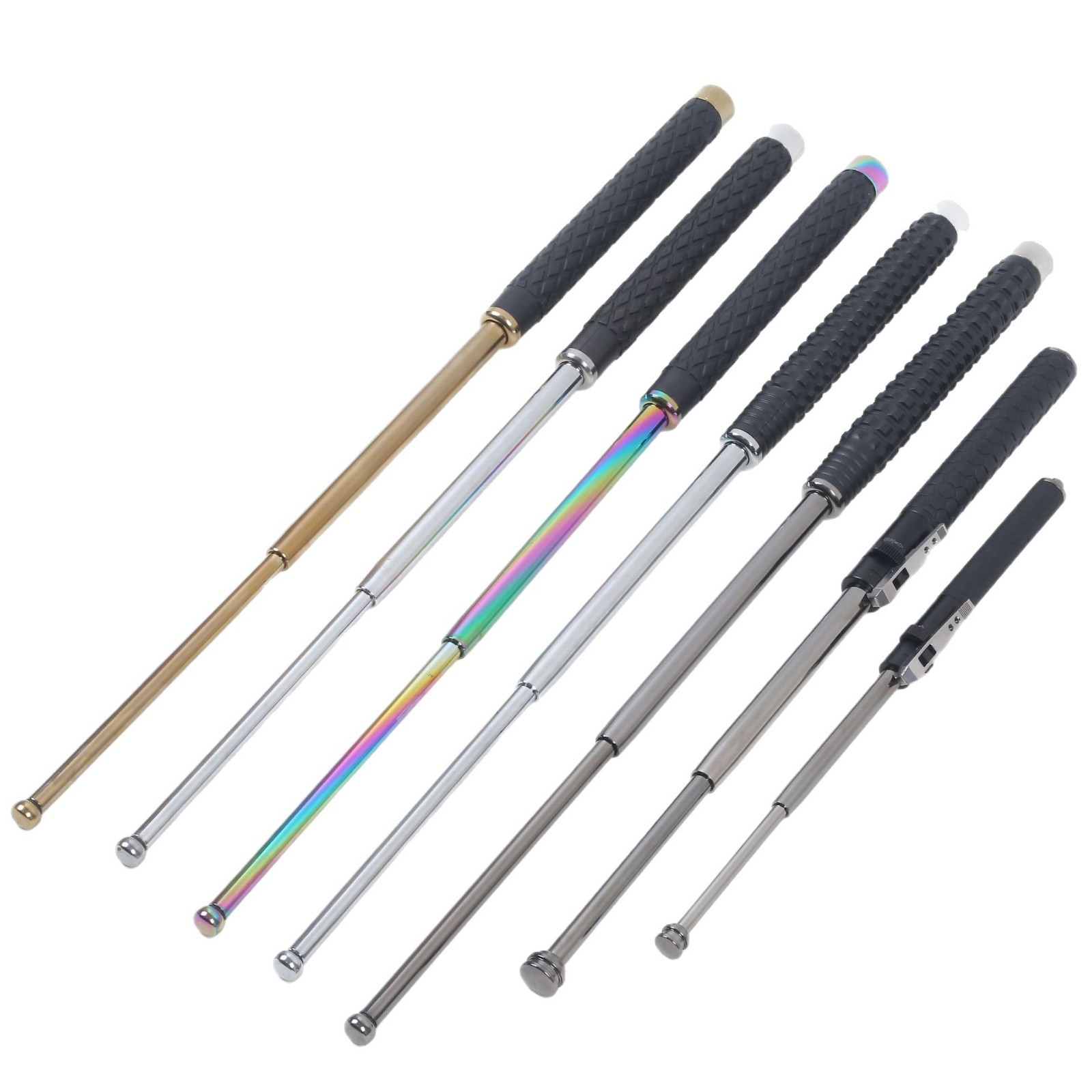 Knife-Blocking Self-Defense Stick Hummer Spring Telescopic Stick Three-Section Stick Outdoor Vehicle-Mounted Self-Defense Stick Self-Defense Martial Arts Stick Stick