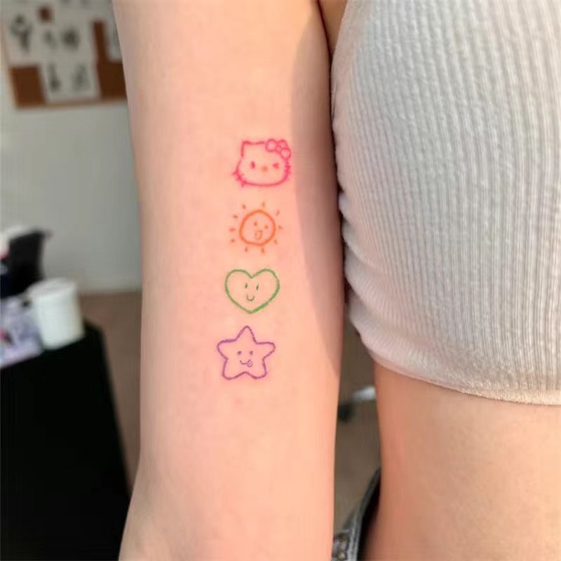 HelloKitty Cat Color Tattoo Sticker Simple Cute High-end Sense Ins Internet Popular Waterproof Hello Kitty Tattoo Sticker