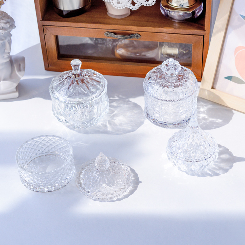 [Internet Celebrity Recommendation] Glass Pine Nut Water Drop Candy Jar with Lid Crystal Degaussing Bowl Jewelry Box Decoration