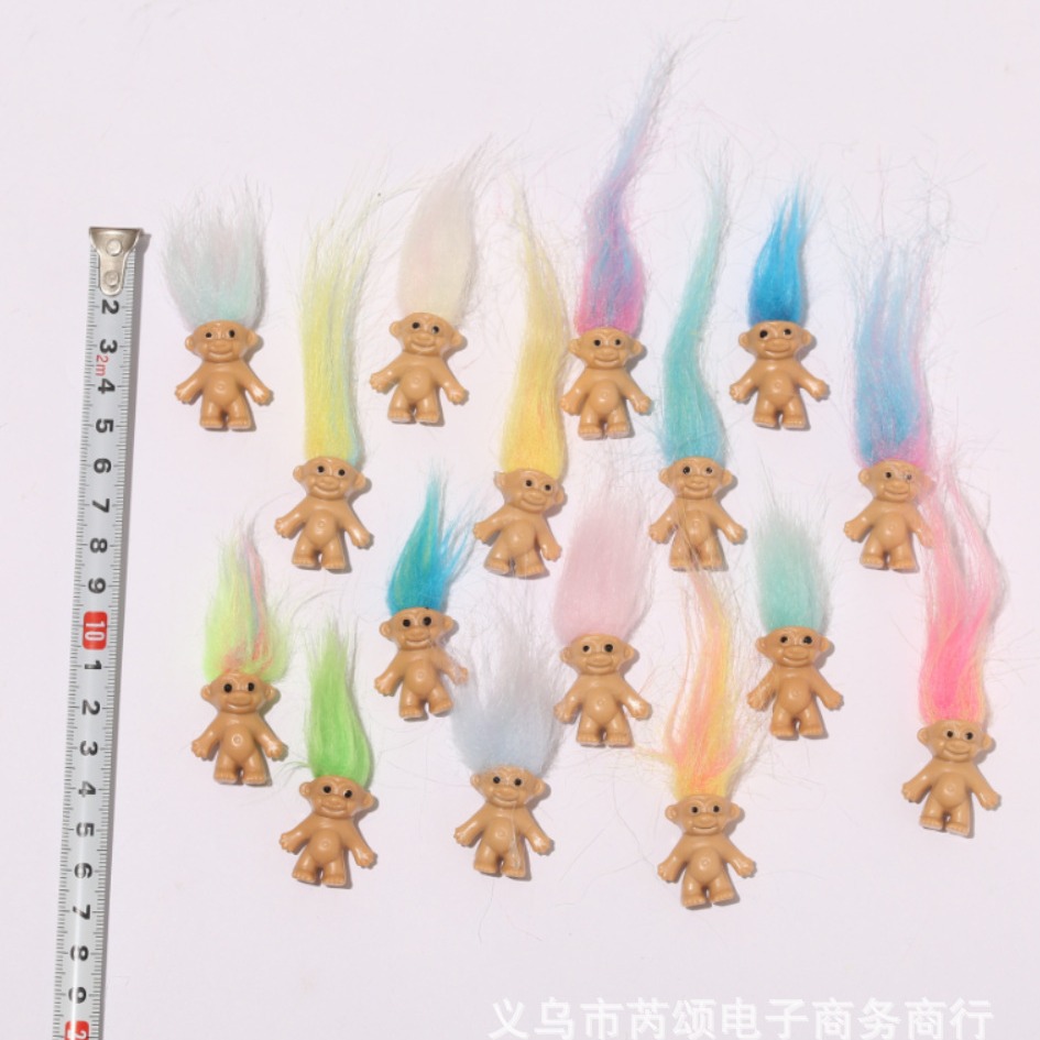 Furry Doll Magic Elf Doll Gradient Colorful Long Hair Ugly Baby Furry Plastic Doll Foreign Trade Cross-Border E-Commerce