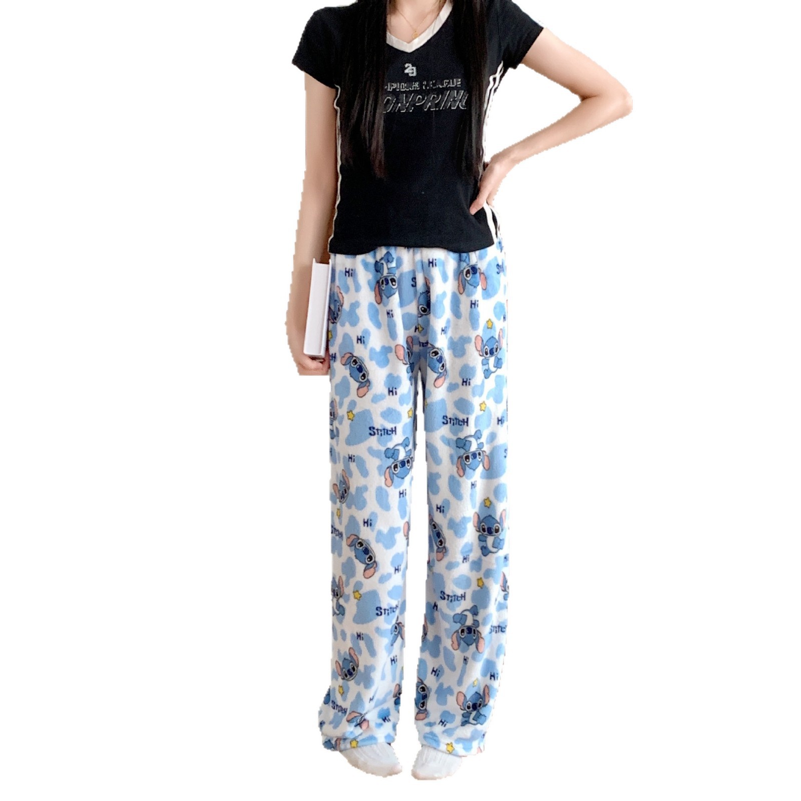 New Blue Dizi Flannel Pajamas for Women in Autumn and Winter Thickeneded Velvet Warm Pajamas Home Clothes Winter Pants
