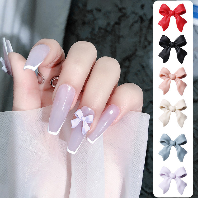 Black Summer Girl Heart Nail Art Frosted Bow Jewelry Nail Diamond Nail Art Accessories Japanese Nail Decorative Stickers