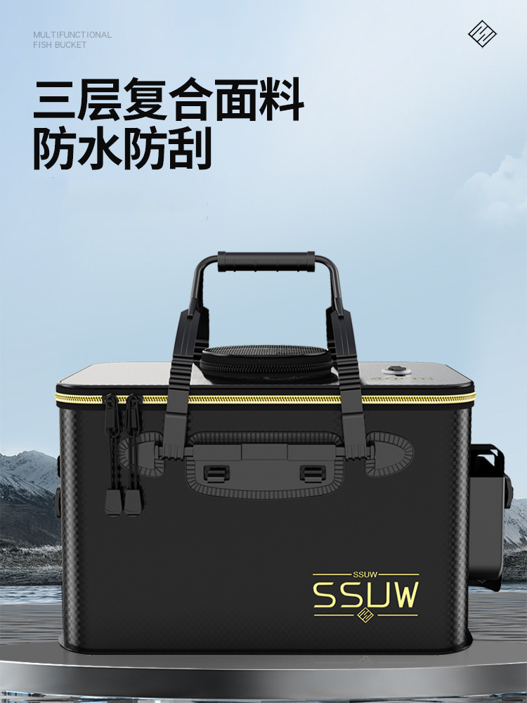 Folding Fishing bucket EVA live fish bucket fish box fish protection bucket folding fishing box thickened water bucket fish bucket fishing gear supplies