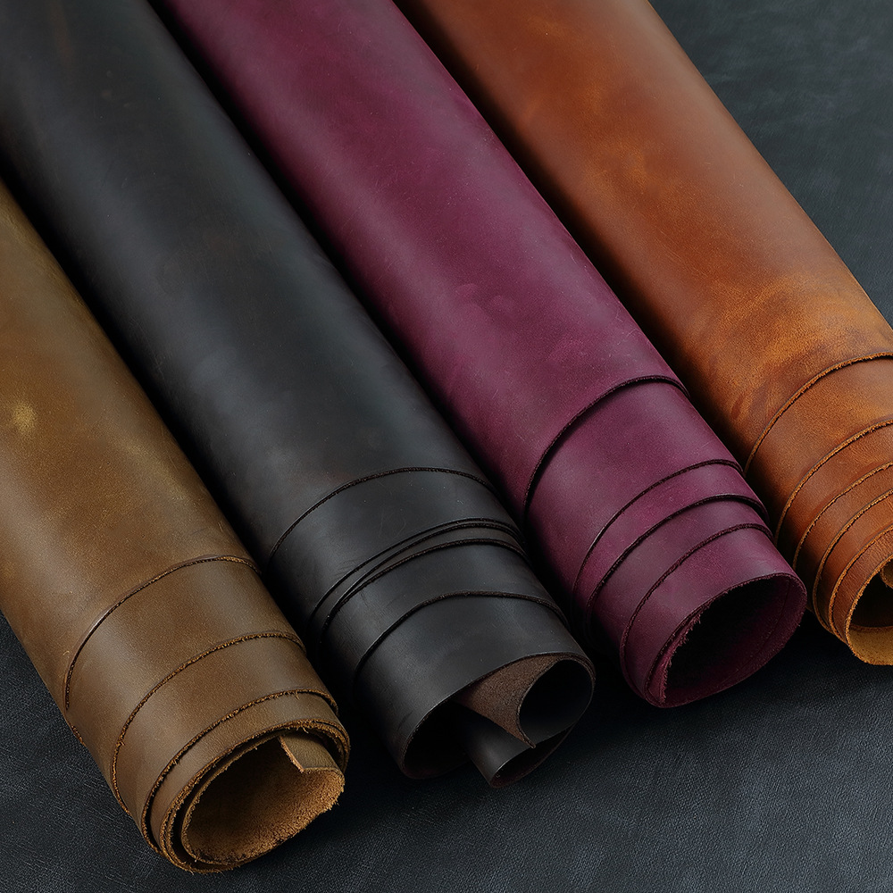 Cattle Crazy Horse Top Layer Cowhide Luggage Shoe Material Leather Leather Stationery Travel Bag Material Handmade Leather 2.0 Thick