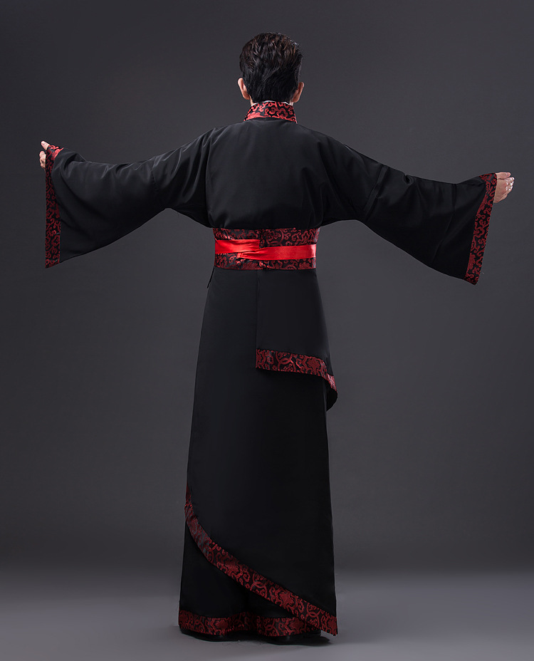 Yichaoer ancient costume men's ancient costume Hanfu men's Tang Dynasty Hanfu men's black Hanfu straight costume stage costume