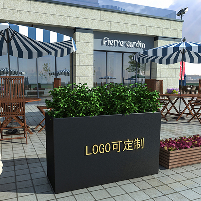 Customized Stainless Steel Flower Box Wrought Iron Flower Stand Square Sales Department Commercial Street Flower Bed Fence Flower Box Factory