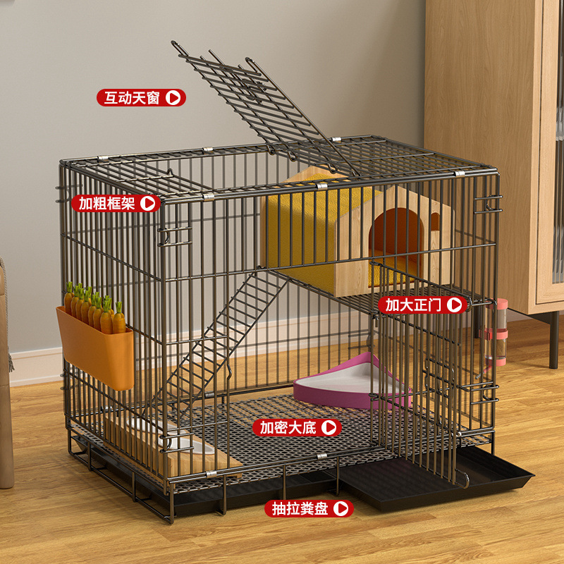 Large Rabbit Cage, Special Cage for Raising Rabbits, Encrypted Rabbit Cage, Indoor Rabbit Villa with Toilet, Double-Layer Rabbit Cage, Rabbit Nest, Double-Layer Rabbit Cage