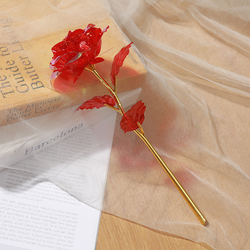 Cross-Border Creative Gifts Gold Foil Flower Rose Color Rose Gold Foil Flower Valentine's Day Anniversary Gift Wholesale