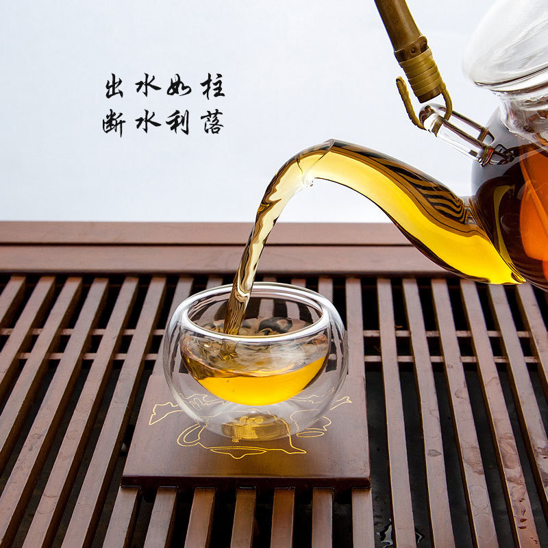 Factory glass teapot vintage bamboo handle Beam Pot glass tea set thickened high temperature resistant fruit red teapot scented tea