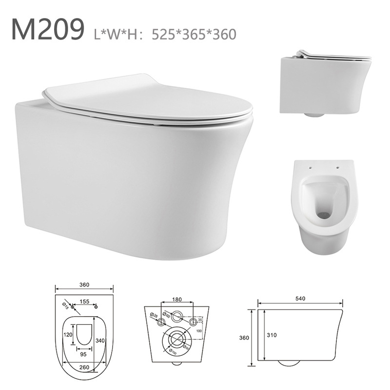 Factory Direct Sales Ceramic Toilet Standard Wall-Mounted Toilet Wall-Mounted Toilet American Wall-Mounted Toilet M207