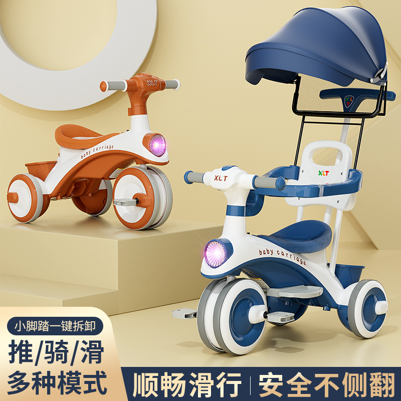 Baby Walker Tricycle with Shed Bicycle 1-3 Years Old Infant Toy Stroller Baby Sliding Car