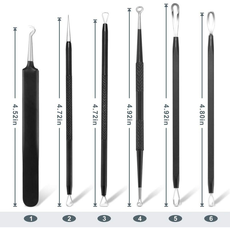 Blackhead Removal Needle Tool suit with Storage Box Extractor Curved Blackhead Tweezers for Acne Removal