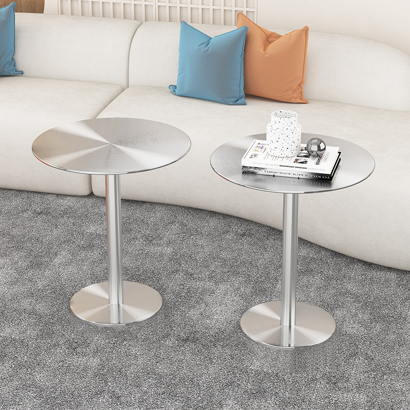 Stainless Steel Solid Round Table Industrial Style Coffee Table Dining Table Dessert Bar Milk Tea Shop Metal Small Round Table Chair Square Table
