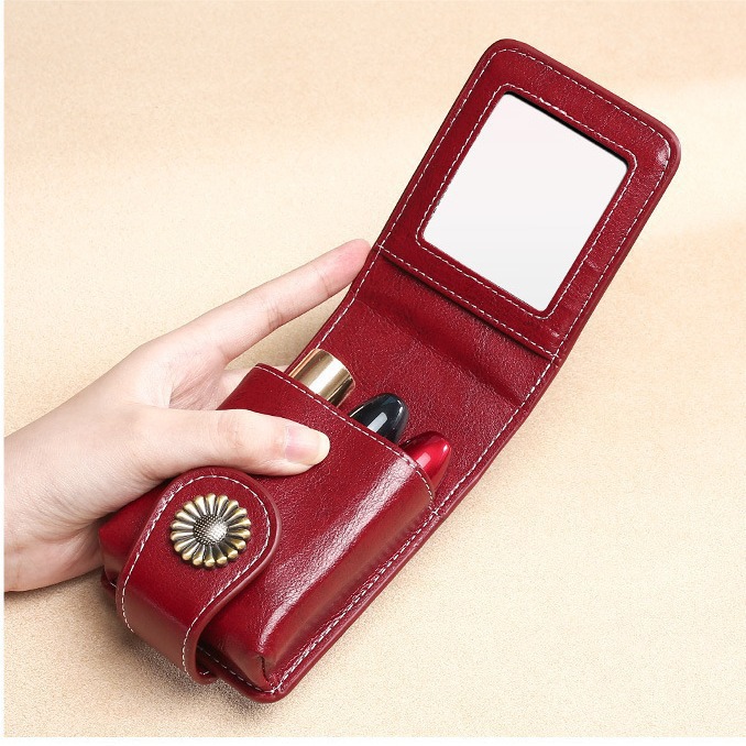 Cross-Border Wholesale Hot-Selling Portable Lipstick Bag Mini Small Bag Storage Bag Summer Carry-On Mirror Non-Leather Cosmetic Bag