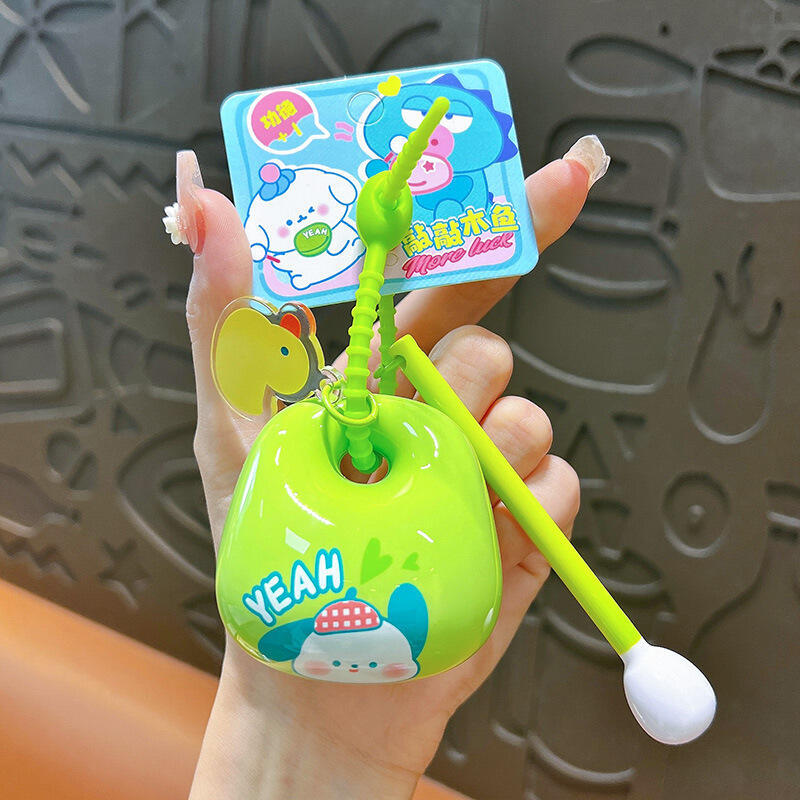 New Cartoon Cute Sanrio Stress-Relief Wooden Fish Tapping Toy, Mood-Enhancing Desktop Ornament Keychain Toy