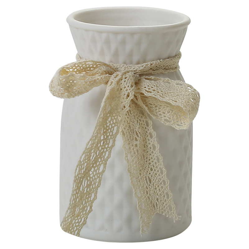 Nordic Entry Luxury Ceramic White Vase Ins Style Creative Flower Flower Ornaments Simple High-end Sense Wholesale European Style