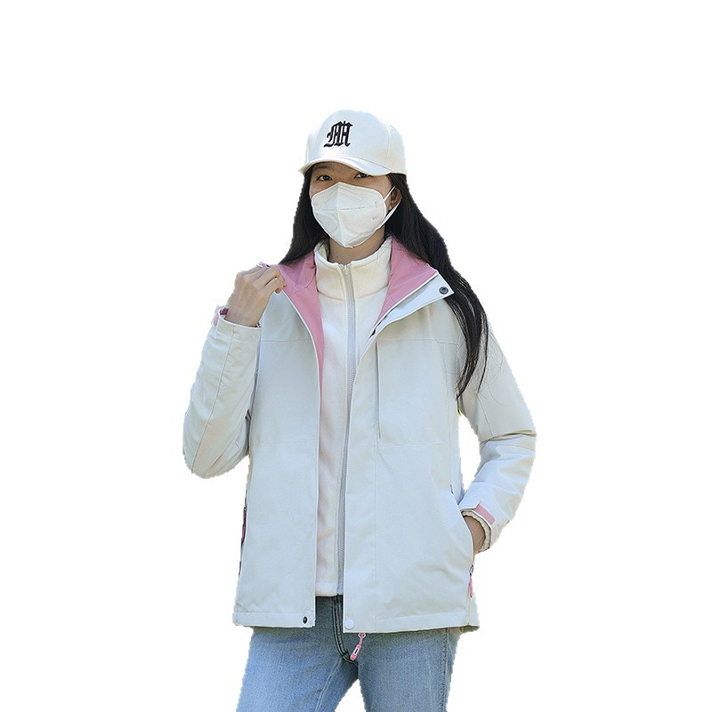 Jacket with Customizable Logo, Workwear, Three-In-One Detachable Coat, Embroidered Workwear, Autumn and Winter Fleece Jacket