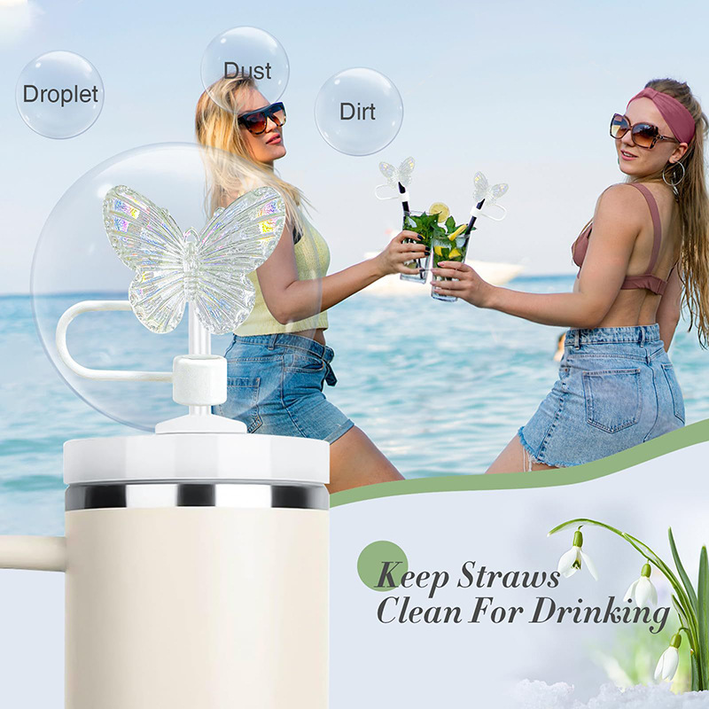 1PC laser butterfly straw plug dust cap is suitable for Stanley 30 & 40 oz reusable